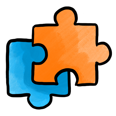 Illustration of two puzzle pieces.