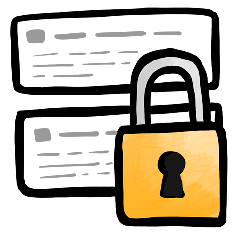 Illustration of links with a lock icon indicating privacy.